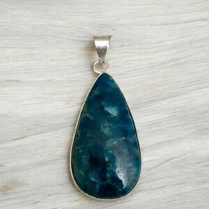 Blue Apatite Silver Gemstone Pendant